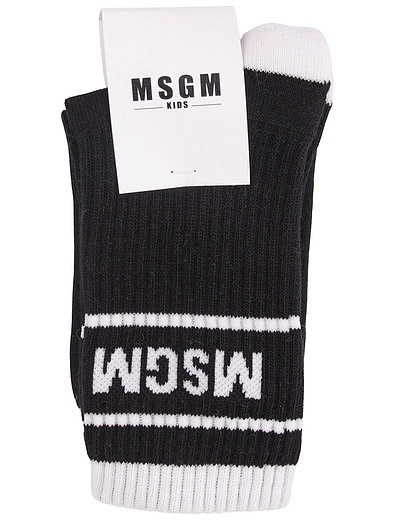Черные носки с белым логотипом MSGM - 1534529180121 - Фото 1