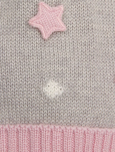 Серая шерстяная шапка с розовым помпоном Colorichiari - 1351709880066 - Фото 2