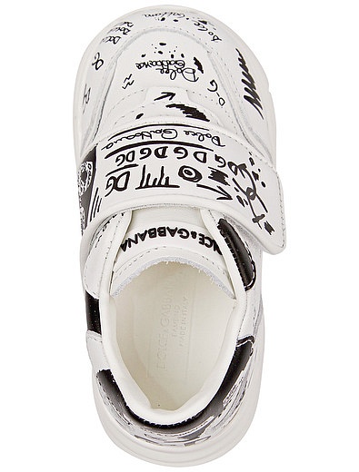 Кожаные кроссовки с принтом граффити Dolce & Gabbana - 2104529180422 - Фото 4