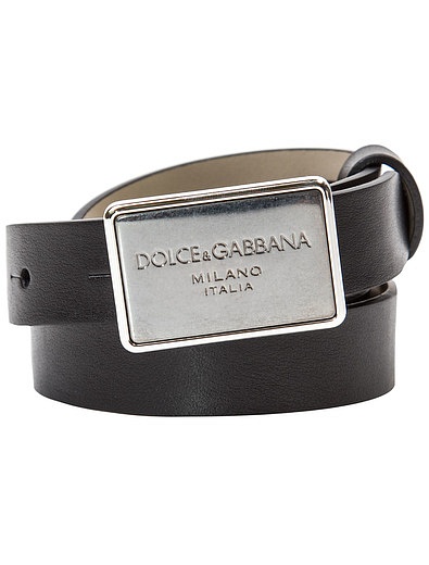 Ремень из гладкой натуральной кожи с фирменной пряжкой Dolce & Gabbana - 1301118680085 - Фото 1