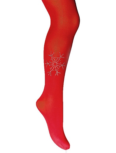 Красные эластичные колготка со снежинкой из страз 30 den YULA - 1294500271292 - Фото 4