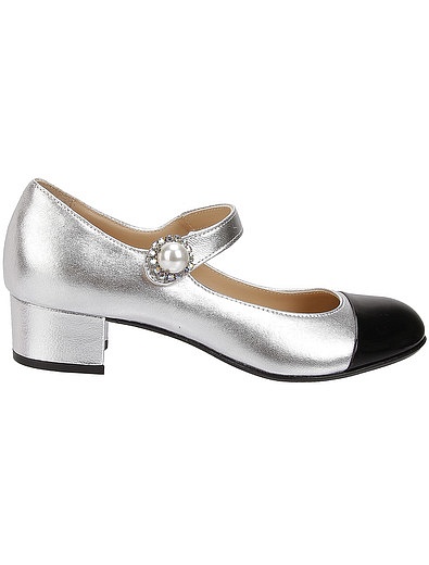 Серебрянные туфли с контрастным мысом Missouri - 2014509280328 - Фото 2