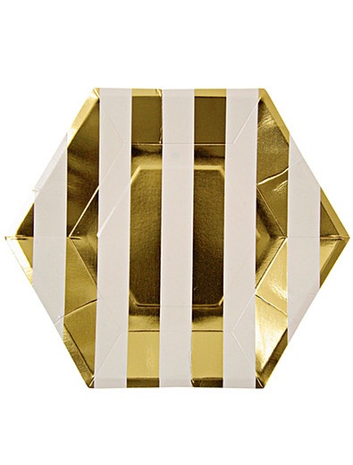 Набор одноразовых тарелок бело-золотых 8 шт. Meri Meri - 2294520080811 - Фото 1