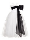Белое воздушное платье с контрастным бантом - 1054609282274