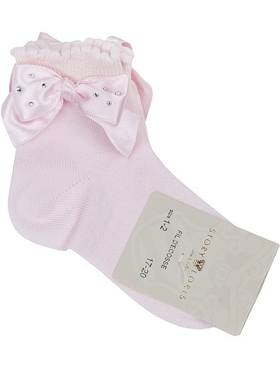Носки розового цвета из хлопка с эластаном Story Loris - 1534109670226 - Фото 1