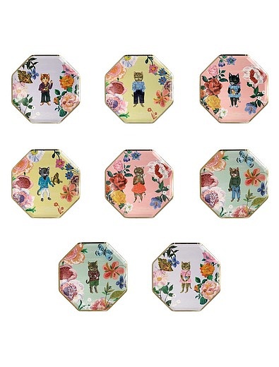 Набор одноразовых тарелок с кошками и цветами 8 шт. Meri Meri - 2294520170048 - Фото 1