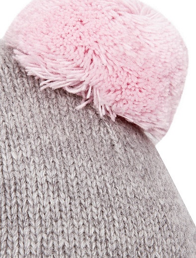 Шерстяная шапка с розовыми помпонами Il Gufo - 1351709880660 - Фото 2