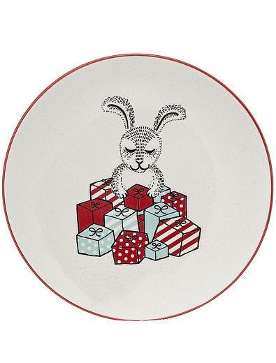 Тарелка керамическая Зайчик с подарками Bloomingville - 5564520180123 - Фото 1