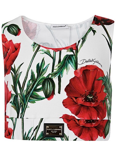 Топ с принтом маки Dolce & Gabbana - 0514509370057 - Фото 1
