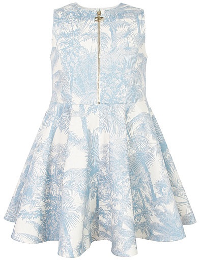 Бело-голубое платье с принтом пальмы ELISABETTA FRANCHI - 1054609371541 - Фото 1