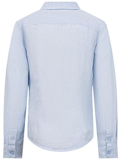 Голубая льняная рубашка EMPORIO ARMANI - 1014519070088 - Фото 2