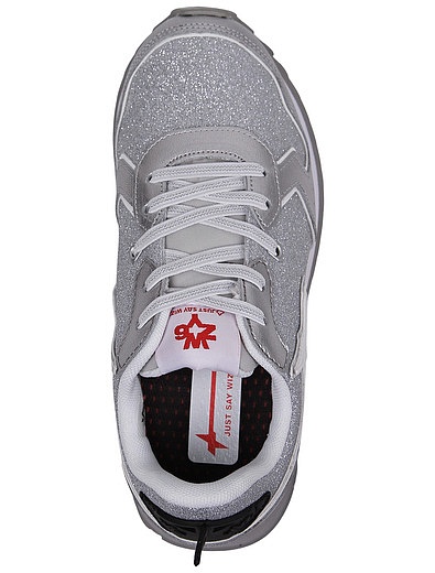 Серебристые кроссовки на шнуровке W6YZ - 2104509172508 - Фото 4