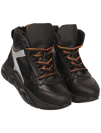 Черные высокие кроссовки с оранжевыми шнурками Morelli - 2104519180975 - Фото 1