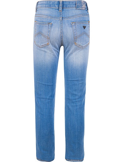 Голубые джинсы с потертостями EMPORIO ARMANI - 1161519770033 - Фото 3