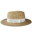 Соломенная шляпа-канотье с белой лентой - 1174509270567