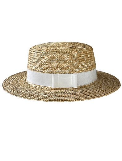 Соломенная шляпа-канотье с белой лентой SKAZKA LOVERS - 1174509270567 - Фото 1