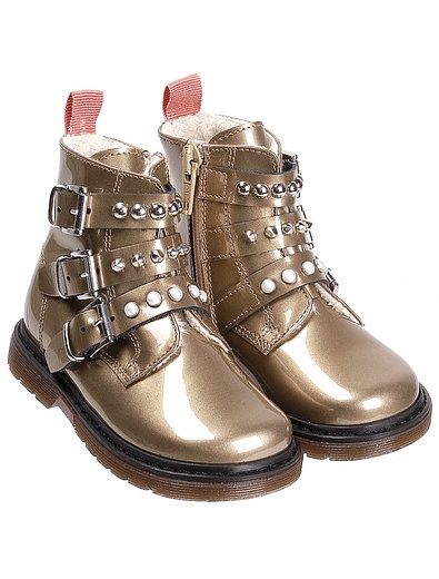Золотые ботинки с ремешками Florens - 2030109880355 - Фото 1