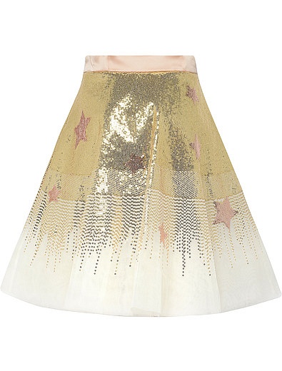 Золотистая юбка с пайетками ELISABETTA FRANCHI - 1040109780037 - Фото 3