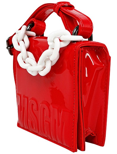 Красная лаковая сумка с крупной цепочкой MSGM - 1204508180472 - Фото 3