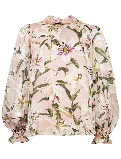 Блуза из шёлка с принтом лилия Dolce & Gabbana - 1032609980475 - Фото 1