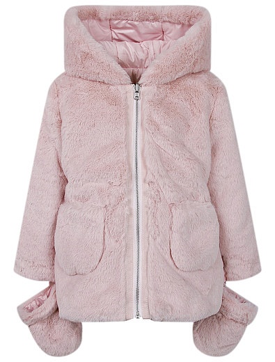 двусторонняя розовая куртка с варежками в комплекте Lapin House - 1074509180210 - Фото 2