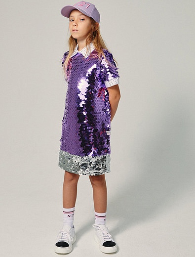 Фиолетовое платье с пайетками №21 kids - 1054609282564 - Фото 6