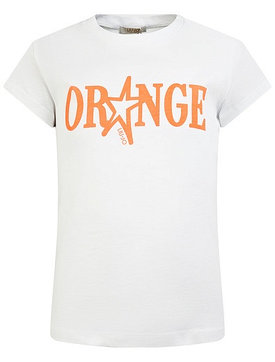 Хлопковая белая футболка «Orange» Liu Jo Junior - 1134509074053 - Фото 1