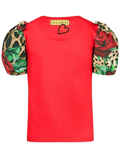 Футболка с леопардовыми рукавакми фанариками Dolce & Gabbana - 1131309970608 - Фото 3