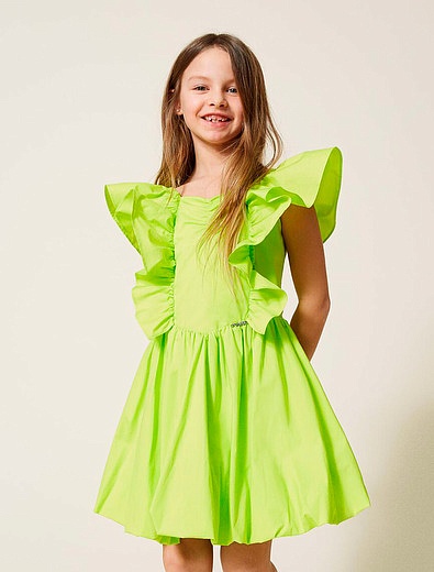 Зелёное платье с оборками TWINSET - 1054609276914 - Фото 2