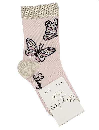 Розовые носки из хлопка с бабочками Story Loris - 1534509370436 - Фото 1