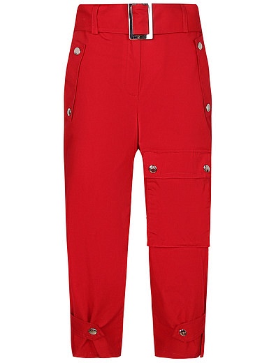 Красные брюки с поясом и заклепками TWINSET - 1084509272914 - Фото 1