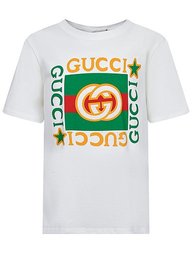 Белая футболка с логотипом GUCCI - 1134529080386 - Фото 1