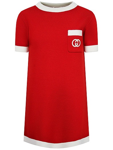 Платье прямого кроя с аппликацией логотипа GUCCI - 1054609082805 - Фото 1