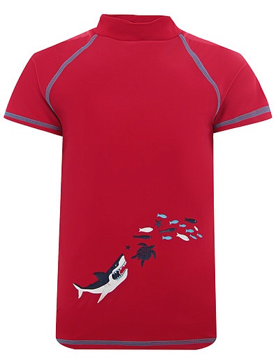 Красная солнцезащитная футболка с акулой Sanetta - 4404519270651 - Фото 3