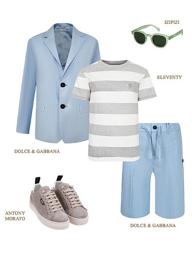 Голубой пиджак из льна Dolce & Gabbana - 1334519371016 - Фото 2