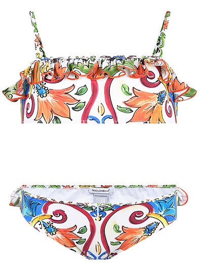 Купальник с принтом "майолика" и сумочкой для хранения Dolce & Gabbana - 0882509871554 - Фото 2