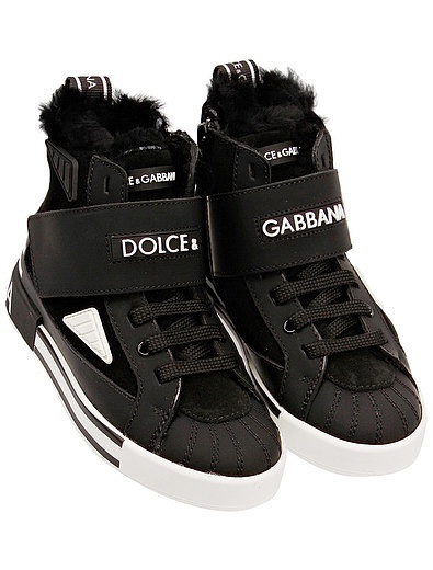кожаные Кеды с меховой подкладкой Dolce & Gabbana - 2094519181570 - Фото 1