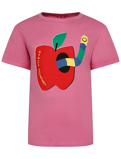Розовая футболка с яблоком Stella McCartney - 1134509283219 - Фото 1