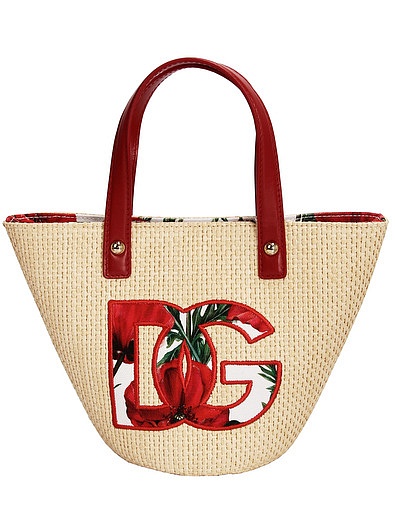 Соломенная сумка с аппликацией логотипа Dolce & Gabbana - 1204508370071 - Фото 1