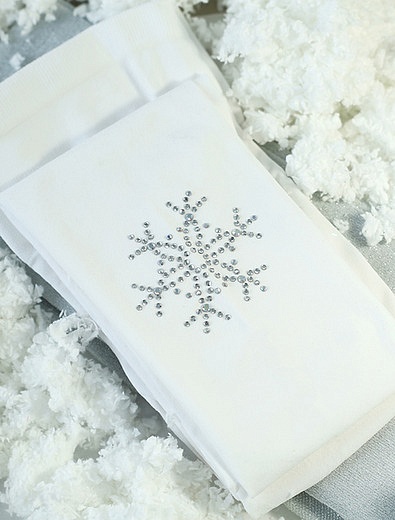 Белые эластичные колготка со снежинкой из страз 30 den YULA - 1294500271476 - Фото 3
