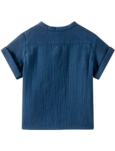 Рубашка синего цвета из хлопка Bonpoint - 1014519173611 - Фото 2