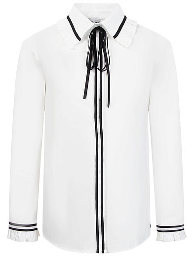 Блуза с контрастными полосами и съемным бантом Aletta - 1034509282765 - Фото 1