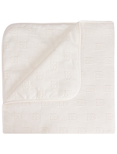 Кремовое одеяло с логотипом Dolce & Gabbana - 0774529280037 - Фото 2