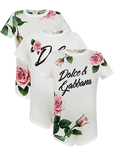 Набор боди из 3 шт. с принтом розы Dolce & Gabbana - 1254509070050 - Фото 1