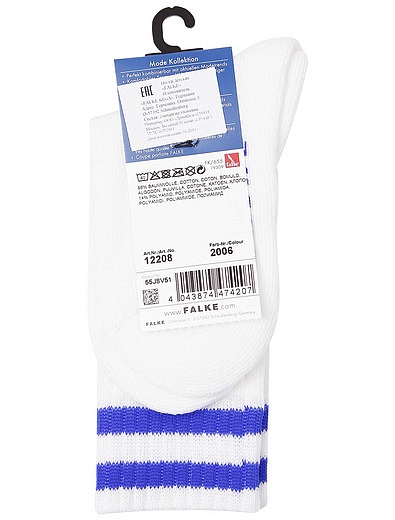 Белые носки с синими полосками FALKE - 1531219970086 - Фото 2