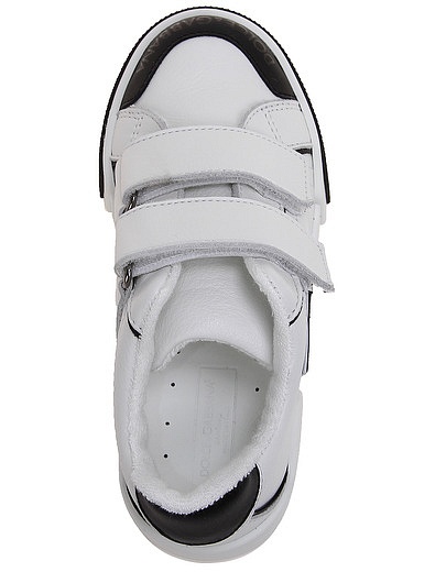 Черно-белые кеды на липучках Dolce & Gabbana - 2094529370520 - Фото 6