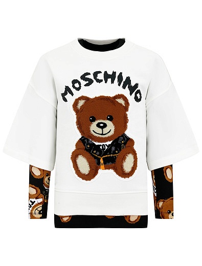 Комплект из футболки и лонгслива с медвежатами Moschino - 3024509282115 - Фото 3