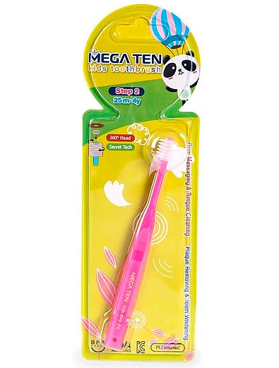 Розовая детская зубная щетка Megaten - 6494528280107 - Фото 2