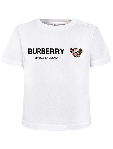 Белая футболка с мишкой Burberry - 1134529180390 - Фото 1