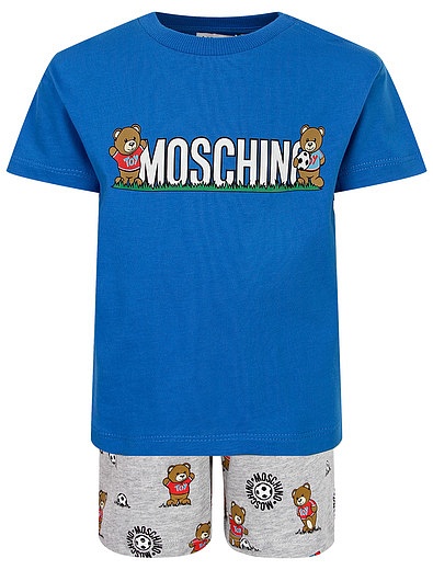 Хлопковый комплект из шорт и футболки Moschino - 3024519372868 - Фото 1